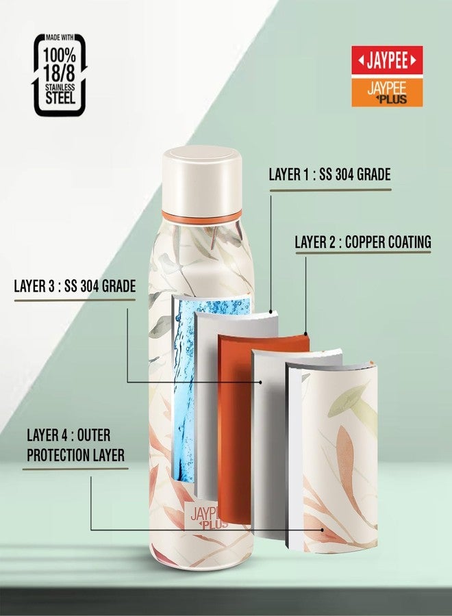 جايبي بلس زجاجة مياه جاي بي بلس بانش برايم المصنوعة من الفولاذ المقاوم للصدأ والمطبوعة والمعزولة بتفريغ الهواء سعة 500 مل | قارورة معتمدة من معهد المواصفات والمقاييس الهندية (ISI) مقاومة للصدأ والتسرب، تحافظ على المشروبات ساخنة وباردة لمدة 24 ساعة، مثالية لأطفال المدارس والمكتب والسفر - (لون كريمي) - Image 4